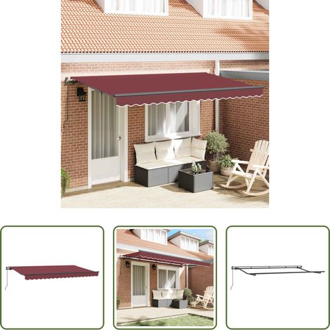Store extérieur - Auvent Rétractable Bordeaux 350 x 200 cm tissu (1/5)