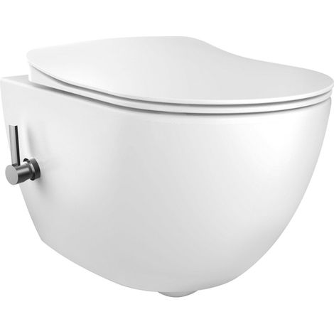 Creavit Toilette Suspendu - 35.3x51cm - douchette bidet eau froide - sans bride - blanc brilliant
