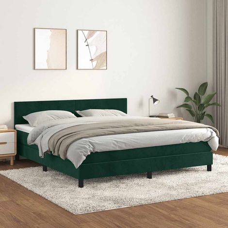 Sommier à lattes de lit et matelas Vert foncé 160x200cm Velours (1/5)