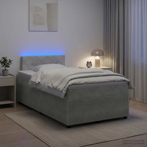 Cama box spring con colchón Gris Claro 120 x 190 cm Terciopelo (1/5)