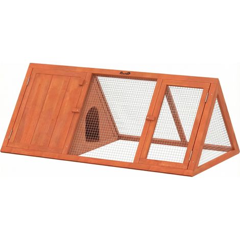 PawHut Rabbit Hutch, Wooden Guinea Pig Hutch with Run and Doors (1/5)