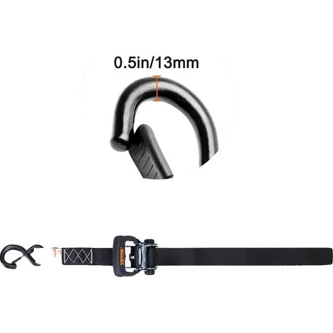 Correas de sujeción con trinquete, construcción duradera, ganchos resistentes a la intemperie, 1,6 x 8 pulgadas (1/2)