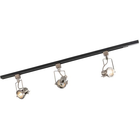 Smart 1-Phase Track Lighting System Black with Steel Incl. 3 WiFi GU10 - Iconic Suplux (1/4)
