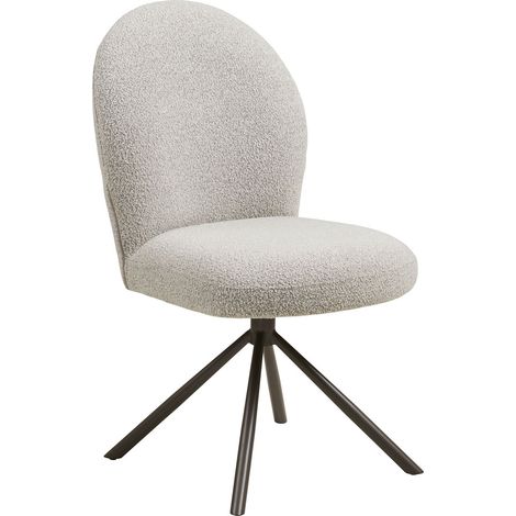 Lana - Sedia da pranzo girevole in bouclé sabbia con gambe grigie 50x63x91 cm
