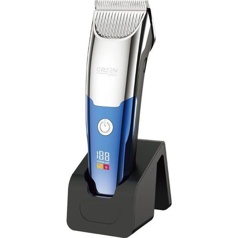 Tondeuse à cheveux professionnelle verte LYCA GL69966 bleue et argentée avec écran LED et 4 peignes pour une coupe précise