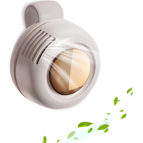 Mini-ventilateur portable et silencieux sans pales à clipser — Idéal pour l'extérieur, les voyages et le bureau (Accessoire de voyage) — 3 vitesses de ventilation réglables (Port Type-C, Blanc) (1/5)