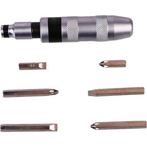 Lot de 7 clés à choc manuelles avec 6 embouts en acier au vanadium chrome, tournevis à percussion pour entretien et dévissage (1/5)