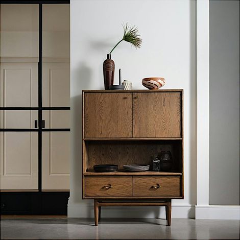 Petit buffet vintage en bois de chêne BRADFORD (1/5)