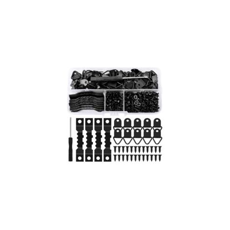 Kit Accroche Tableau 251 Pièces - Crochets Muraux et Attaches Cadres avec Vis Triangulaires et Dents de Scie - Noir (1/5)