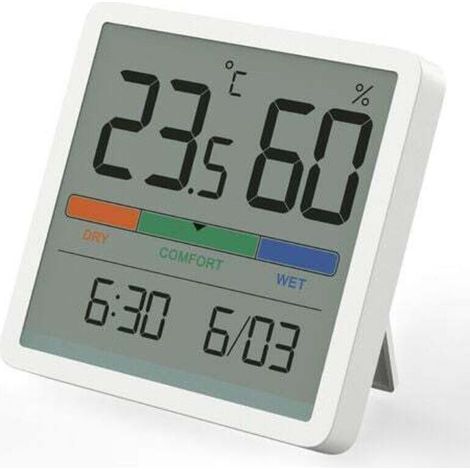 Hygromètre Thermomètre d'intérieur, thermomètre numérique de bureau avec moniteur de température et d'humidité(Blanc) (1/4)