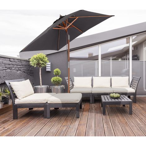 Parasol pliable 200×150×235cm 3 niveaux rectangulaire hydrofuge anti-UV balcon plage patio, gris foncé
