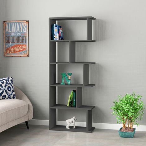 Decortie Tapi Modern Bookcase Display Unit Tall 159cm - Anthracite Grey (1/3)