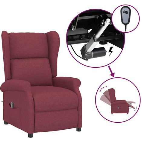 vidaXL Sillón orejero reclinable eléctrico de tela rojo tinto (1/2)