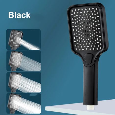 Pommeau de douche de tête haute pression de 30 cm (douchette noire) avec jet puissant et rotation à 360° pour une économie d'eau optimale. (1/5)