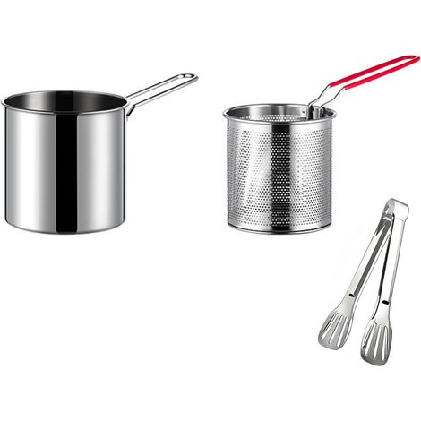 Mini-Fritteuse mit Frittierkorb, multifunktionales Kochgeschirr aus Edelstahl, geeignet zum Frittieren von Hähnchenschenkeln, Pommes frites, Fleischfrikadellen usw. (1/4)