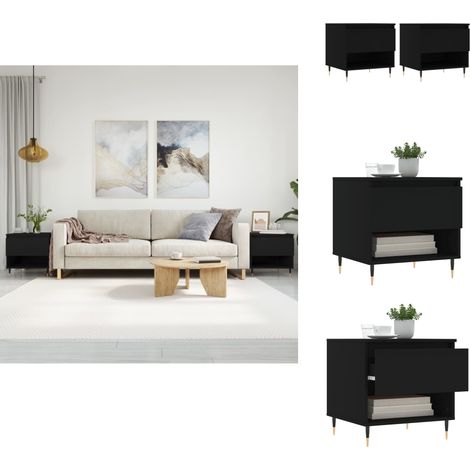 Couchtische 2 Stk. Schwarz 50x46x50 cm Holzwerkstoff - Couchtisch - Wohnzimmerstil - Holzwerkstoff - Schwarz - Modernes Design (1/5)
