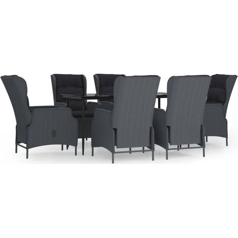 Maison Exclusive - Set da Pranzo da Giardino 7 pz Grigio Scuro in Polyrattan (1/5)