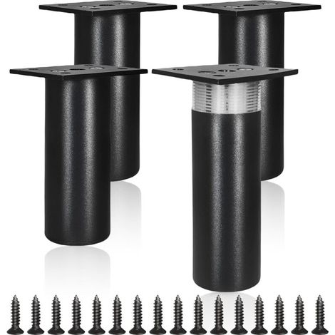Set mit 4 verstellbaren Möbelfüßen aus 10–11 mm starker Aluminiumlegierung inklusive Schrauben für Möbel, Sofas und Küchenschränke, schwarz (1/4)