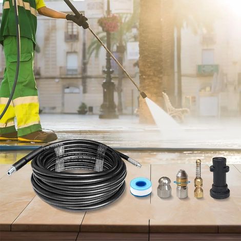 Tuyau de drainage pour nettoyeurs haute pression Karcher K2 K3 K4 K5 permettant une distribution efficace de l'eau pour le nettoyage des tuyaux et des égouts (20 m)