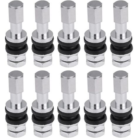 Sollbry Tige de Valve de Pneu, 10pcs TR43E Métal Camion de Voiture Moto Tubeless Tire Tire Valve Tiges avec Capuchon de poussière (1/5)