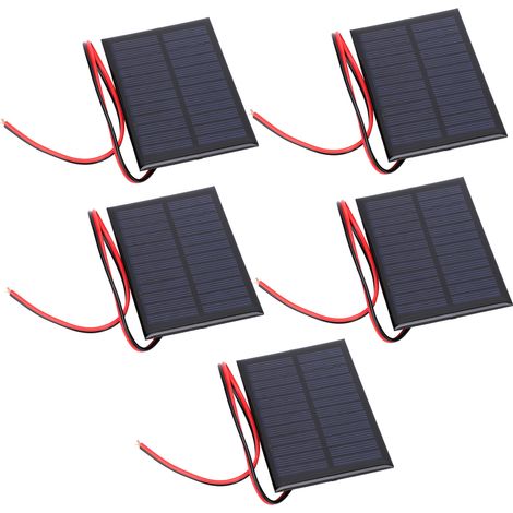 5 mini panneaux solaires en époxy 6V 0.6W avec câbles de 30cm rouge et noir (1/5)