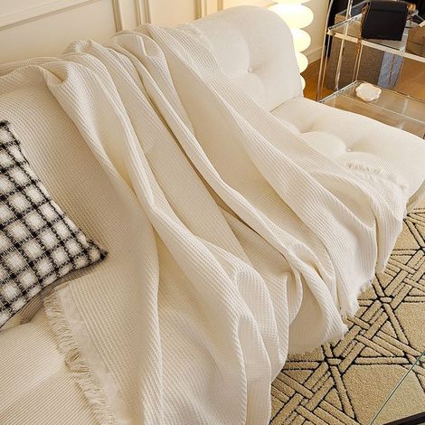 1 plaid/housse de canapé relaxante pour le bureau, couverture de canapé - Blanc - 180 x 130 cm (1/4)