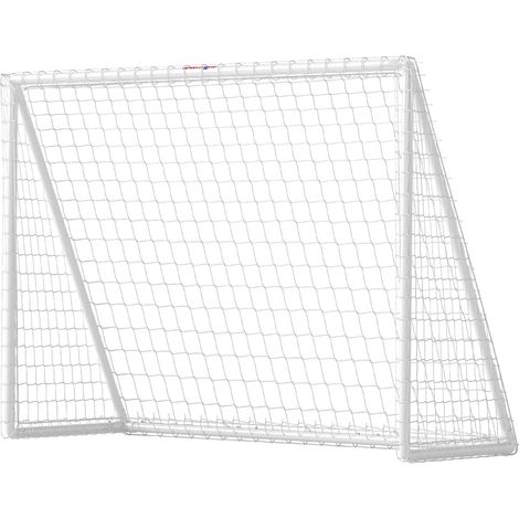 But de football avec filet poteaux en PVC et piquets de sol installation rapide 2,4 x 1,8 m blanc (1/5)