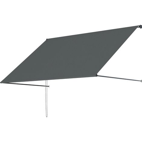 Manuell einziehbare Markise mit verstellbarer Neigung, 195 x 120 cm, UV-Schutz, Aluminium und Polyester, dunkelgrau