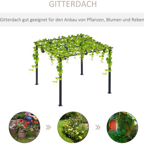 Arceau dédié aux rosiers grimpants, tonnelle de jardin, structure métallique noire résistante aux intempéries, 2,97 x 2,95 x 2,3 m. (1/4)