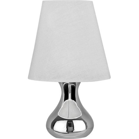 Premier Housewares White Fabric Shade Table Lamp/ White Shade/ Chrome Abstract Shaped Base Stand/ Desk / Reading / Office Lamp With Modern Look 22 x 36 x 22 (1/3)