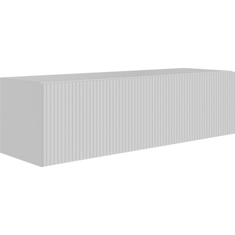 Selsey Veldio – TV-Lowboard hängend mit geriffelten Fronten, 100 cm, weiß