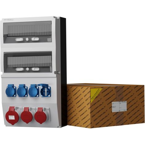 Tableau électrique de chantier eXT 32 A, 2 x 16 A, 4 x 230 V, prises Schuko et Mennekes, Doktorvolt DV-2285-D (1/5)