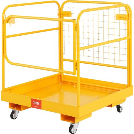Cage de sécurité pour chariot élévateur, roues verrouillables, construction robuste, 36 x 36 po (1/2)