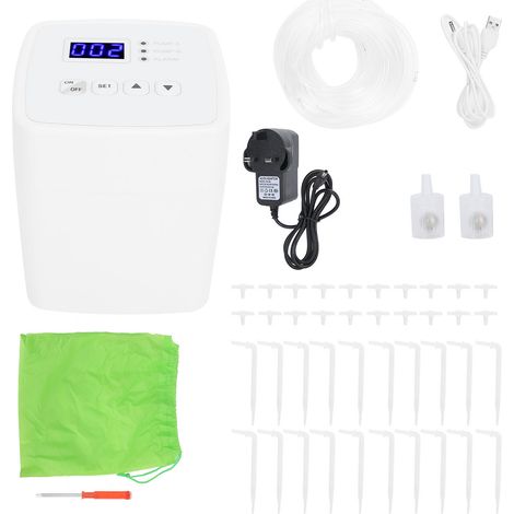 Programmateur d'arrosage automatique double pompe, système d'irrigation intelligent pour 20 pots, alimentation USB/secteur/piles, idéal balcon jardin (1/5)