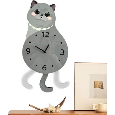 アイスクレーパー Ornement De Chat Silencieux À Minuterie Numérique Avec Une Queue Horloge Murale Décorative pour Salon Chambre Cuisine Salle de Bain Bureau École (1/5)