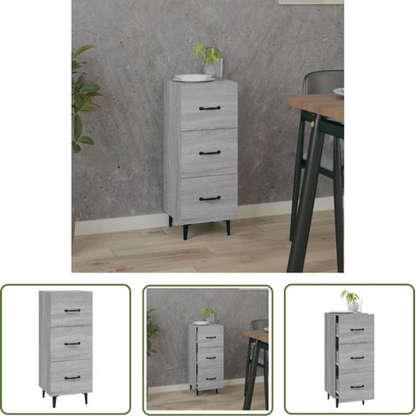 The Living Store Sideboard Grau Sonoma 34,5x34x90 cm Holzwerkstoff - Schreibtisch - Wohnzimmermöbel - Sideboard Grau - Holz Sideboard - Regal (1/5)