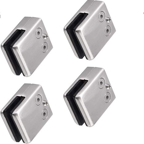 Lot de 4 pinces en acier inoxydable 304 Convient pour vitre de verre de 8 à 10 mm Support en verre réglable Dos plat pour balustrade escalier,main courante polie (1/5)