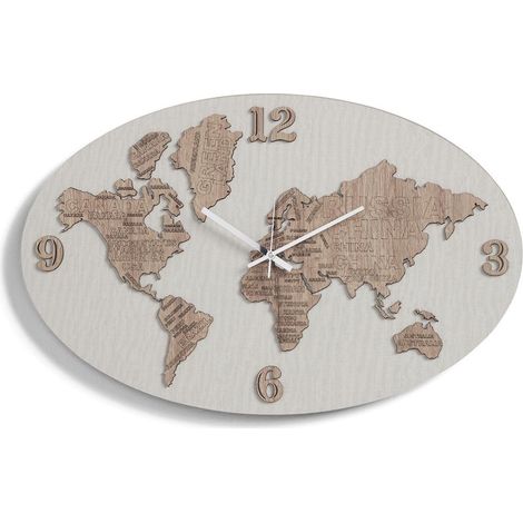 Orologio da parete 70x45 cm PLANISFERO in legno laminato TTE (1/2)