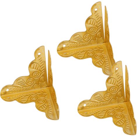 12 Stück Eckenschutz für Schmuckkästchen aus Holz, dekorativ, aus Eisen, goldfarben (1/5)