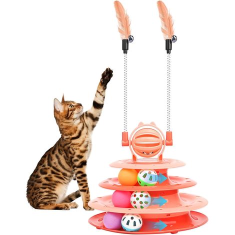 Jouet interactif pour chaton d'intérieur, balle puzzle interactive avec 2 éléments pour exciter votre chat (orange) (1/5)