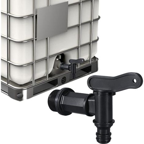 Robinets IBC Réservoir d'eau, Robinets de Rechange Plastique S60x6 Adaptateur Boîte de Rangement d'eau IBC, Raccord de Robinet 3/4" Robinet Cuve 1000L pour Collecteur Récupérateur Eau Pluie (1/5)