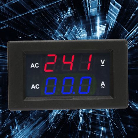 LED-Digitalanzeige AC 100300V Voltmeter 0-10A Amperemeter (Rot-Blau) (1/5)