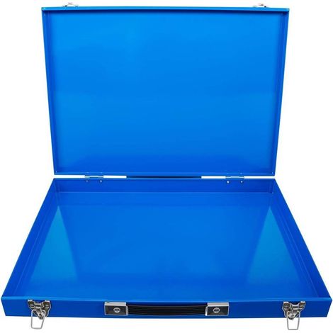 Caisse à Outils Métallique Vide - 42,7 x 7,2 x 57,6 cm - Acier Robuste - Compatible Inserts Servante d'Atelier - D-Work