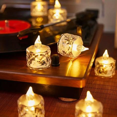 Bougies Électroniques Sans Flamme LED à Piles Ambiance pour Halloween Noël Mariage Religieux Fête Déco Maison Saint-Valentin 12pcs (1/5)
