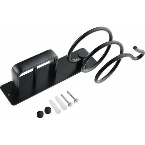 Soporte para secador y plancha de pelo, soporte para secador con cable de peinado, soporte de pared para secador de pelo para hotel, dormitorio y baño (negro, 21,5 cm x 11,5 cm) (1/5)