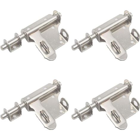 Cerradura de puerta corrediza de 4 piezas, pestillos de seguridad para puertas, cerradura de pestillo de acero inoxidable con orificio para candado, para dormitorio, cobertizo, puerta de madera, puert (1/5)
