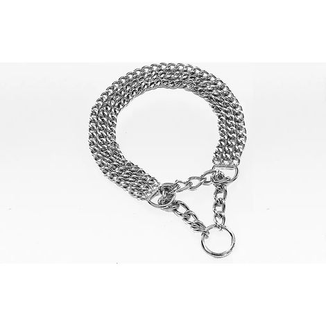 Collier ras-de-cou à maillons crantés 3 rangs chromé, longueur 50 cm, diamètre 2,0 mm (1/3)