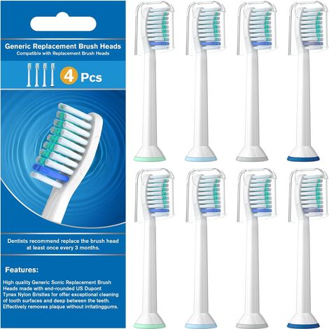 Brossette Compatible avec Sonicare,Lot de 8  Têtes de Brosse à Dents de Remplacement pour Sonicare HealthyWhite FlexCare 4100 5100 C1 C2 HX9023 (1/5)