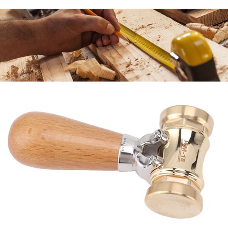 Marteau de Menuisier à Manche Beechwood avec tête en Bronze et tête remplaçable pour travaux de parquet et activités DIY - Marteau Bois Bronze - Paquet Marteau avec 2 douilles plastique (1/4)