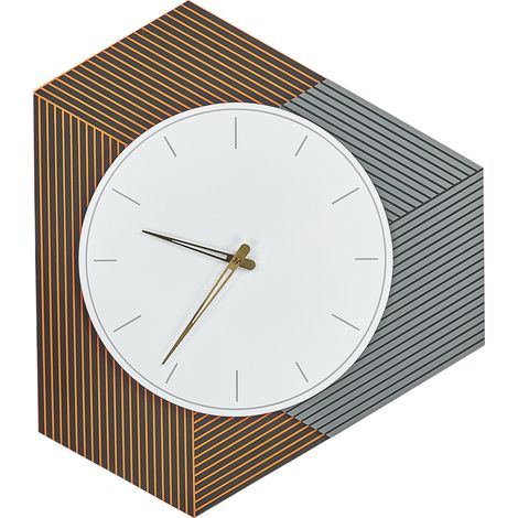 Reloj de pared decoración colgante 52 x 60 cm diseño sin números MDF gris y naranja Sailon (1/5)